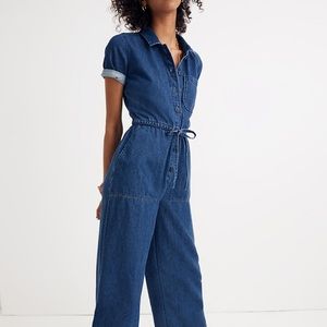 Denim Wide Leg Utility Jumpsuit